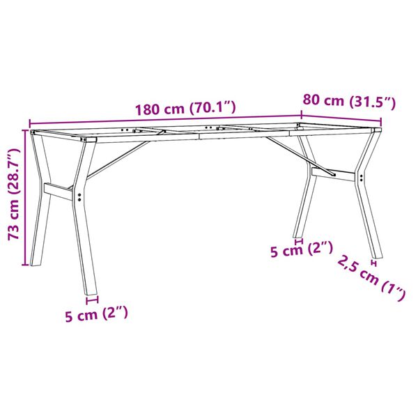 vidaXL Dining Table Legs Y-Frame 180x80x73 cm Steel