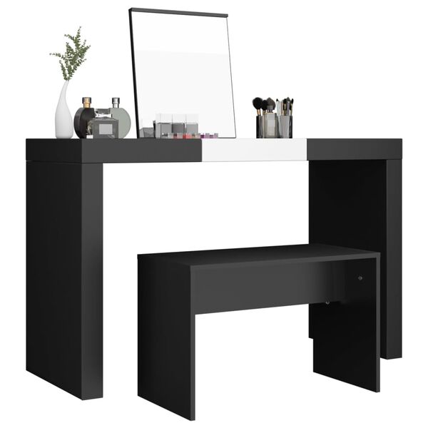 vidaXL Dressing Stool Black 70x35x45 cm Engineered Wood