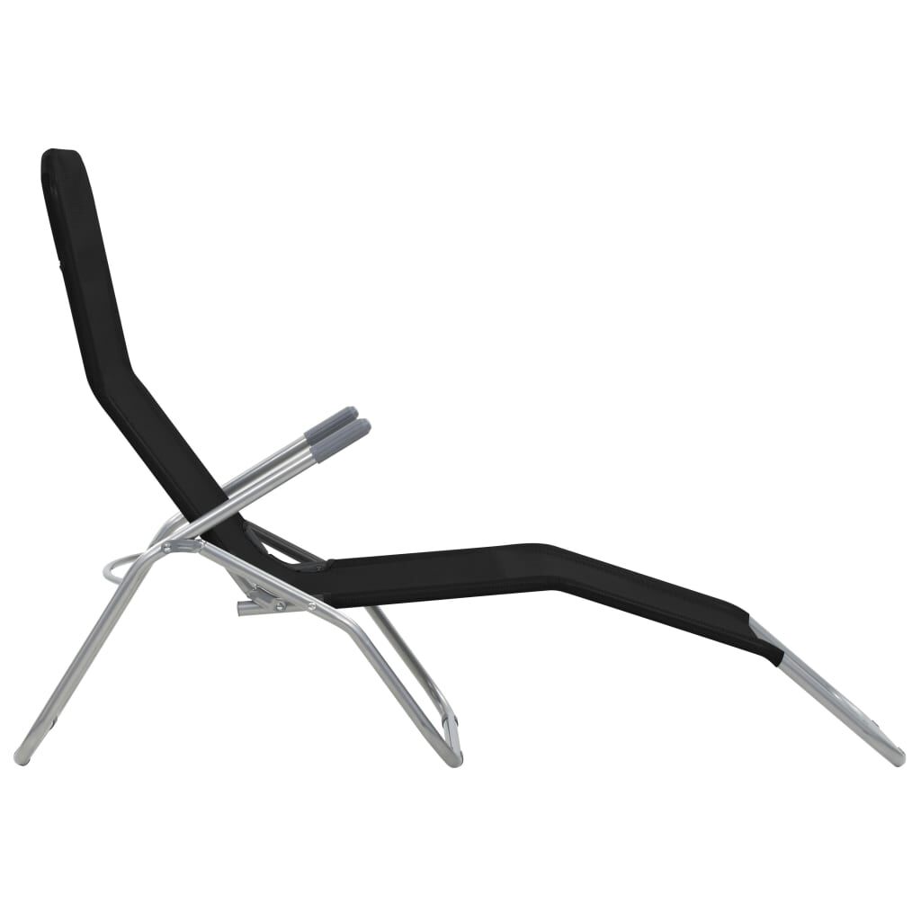 vidaXL Folding Sun Loungers 2 pcs Textilene Black