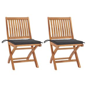 vidaXL Garden Chairs 2 pcs with Anthracite Cushions Solid Teak Wood