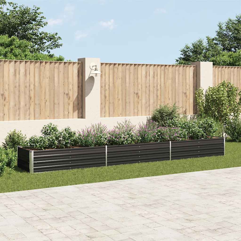 vidaXL Garden Raised Bed Galvanised Steel 480x80x45 cm Anthracite
