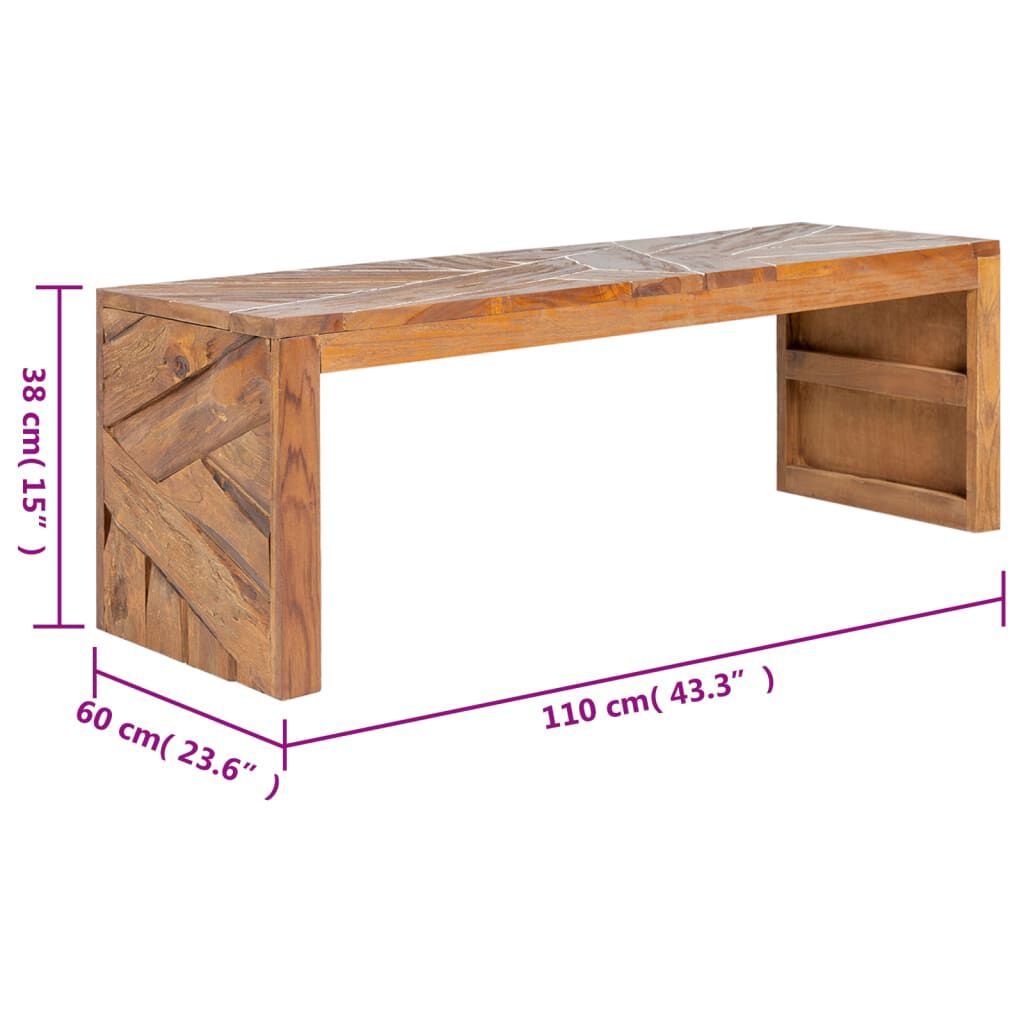 vidaXL TV Stand 110x60x38 cm Solid Teak Wood