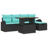 vidaXL Garden Sofa Set Height-Adjustable 6 pcs Black Poly Rattan