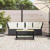 vidaXL Garden Sofa with Cushions Black Poly Rattan