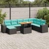 vidaXL 9 Piece Garden Sofa Set with Cushions Black Poly Rattan