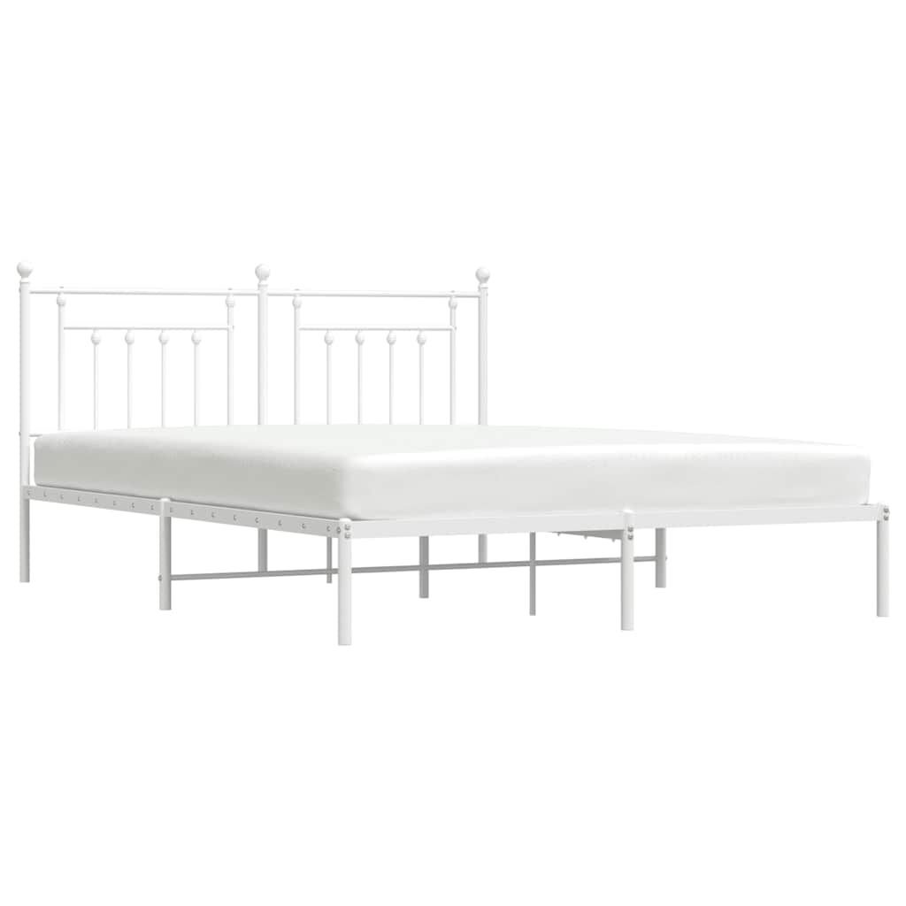 vidaXL Metal Bed Frame without Mattress with Headboard White 183x213cm