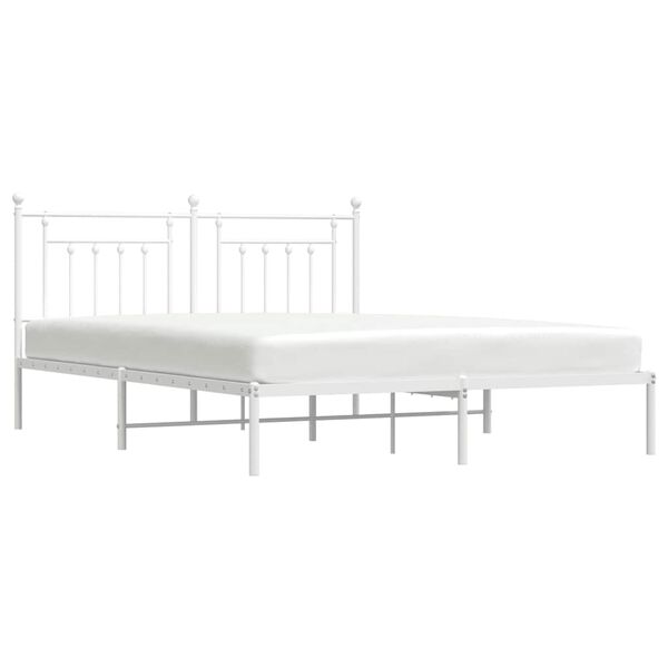 vidaXL Metal Bed Frame without Mattress with Headboard White 183x213cm