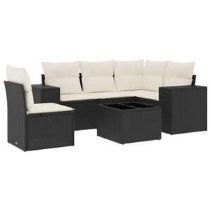 vidaXL 6 Piece Garden Sofa Set with Cushions Black Poly Rattan