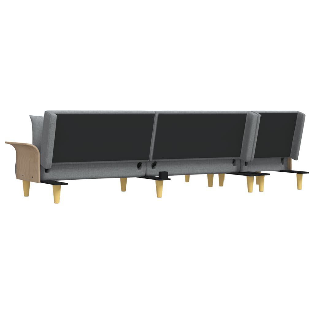 vidaXL L-shaped Sofa Bed Light Grey 279x140x70 cm Fabric