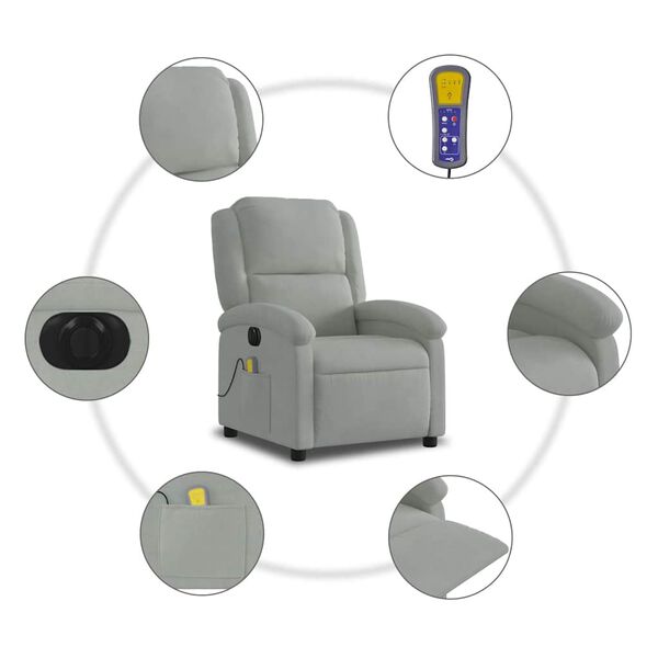 vidaXL Electric Massage Recliner Chair Light Grey Velvet
