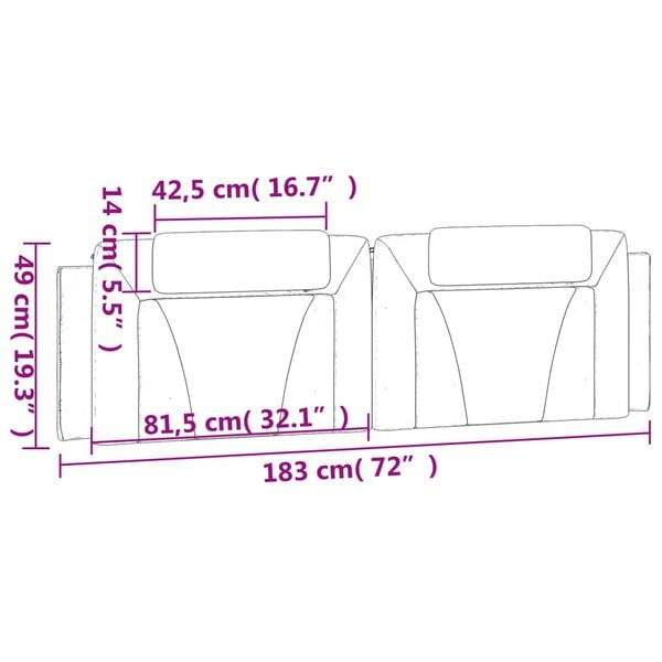 vidaXL Headboard Cushion "Viana" White 183 cm King Faux Leather