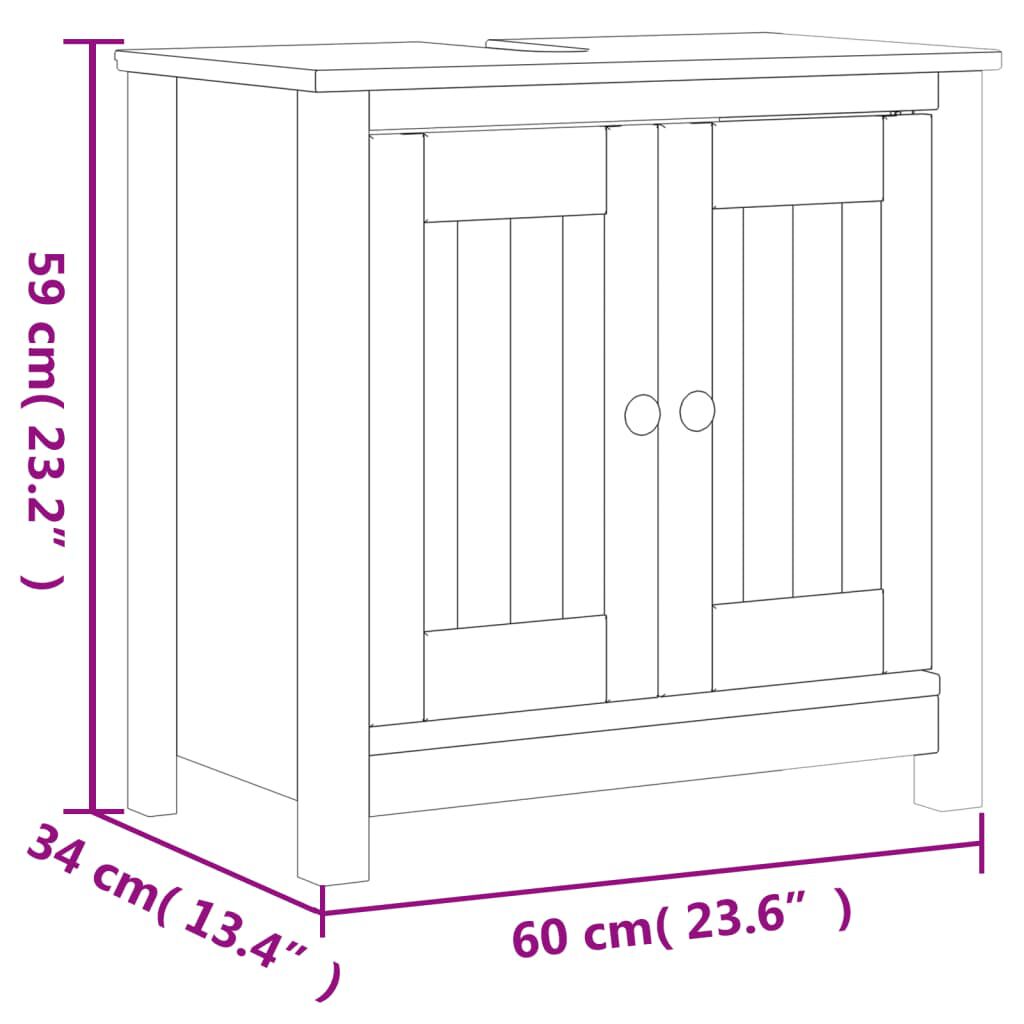 vidaXL Bathroom Sink Cabinet BERG White 60x34x59 cm Solid Wood Pine