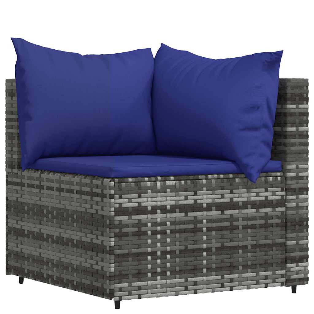 vidaXL 4 Piece Garden Lounge Set with Cushions Grey Poly Rattan