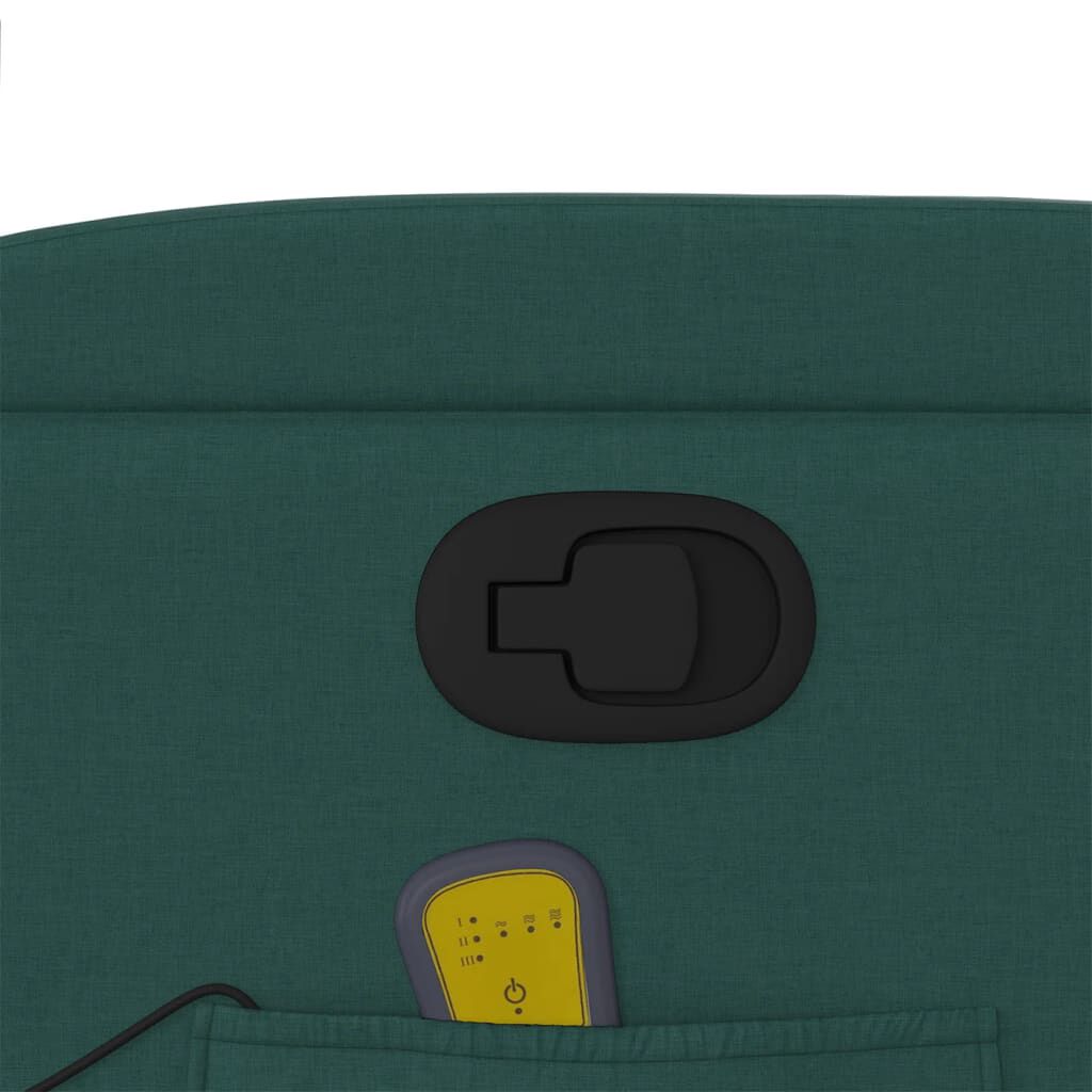 vidaXL Massage Recliner Chair Dark Green Fabric