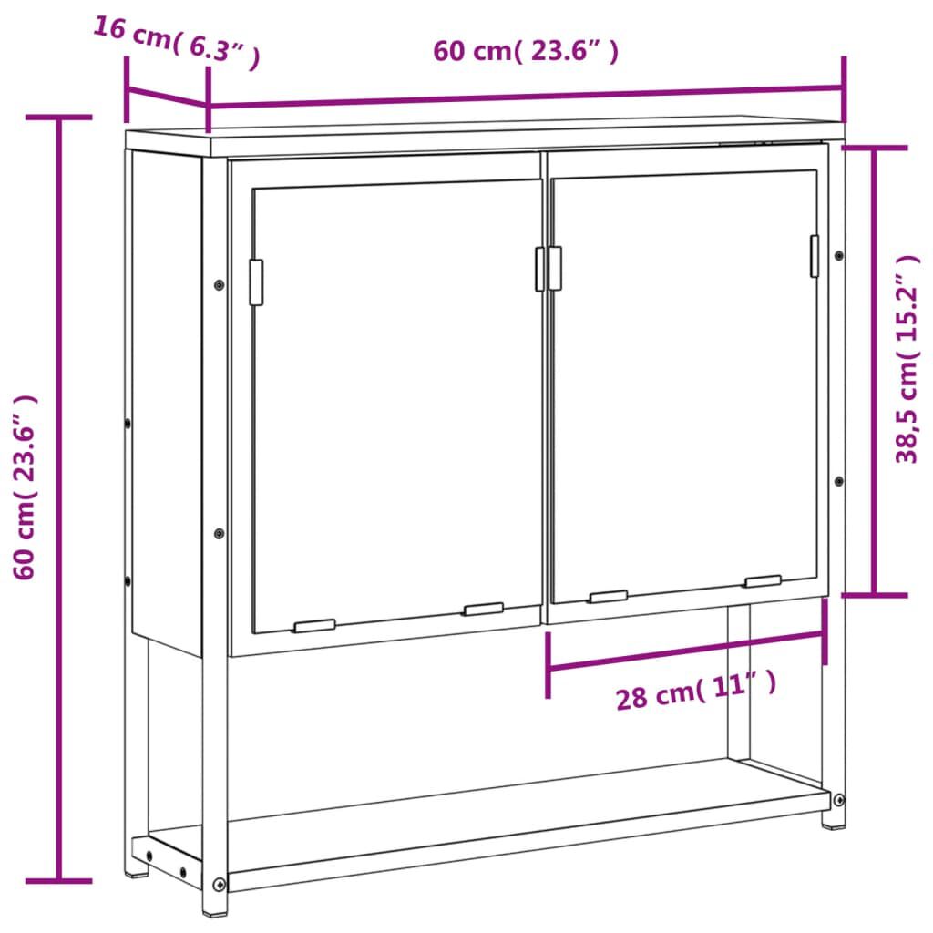 vidaXL Bathroom Mirror Cabinet Black 60x16x60 cm Engineered Wood