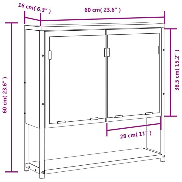 vidaXL Bathroom Mirror Cabinet Black 60x16x60 cm Engineered Wood