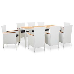 vidaXL 9 Piece Outdoor Dining Set Poly Rattan White