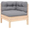 vidaXL 3 Piece Garden Lounge Set with Grey Cushions Solid Pinewood