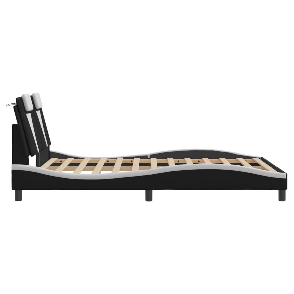vidaXL Bed Frame without Mattress Black and White 137x187 cm Double Faux Leather