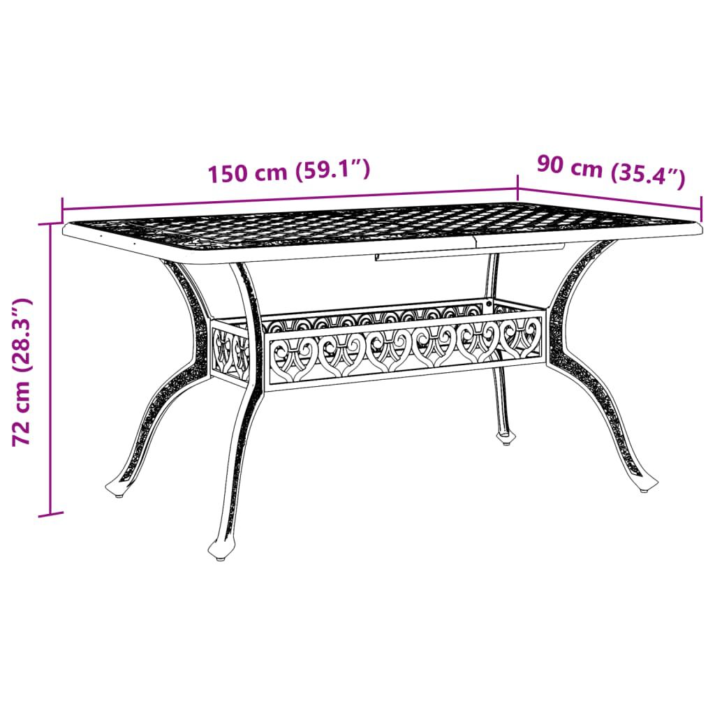 vidaXL Garden Table White 150x90x72 cm Cast Aluminium