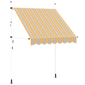 vidaXL Manual Retractable Awning 200 cm Yellow and Blue Stripes