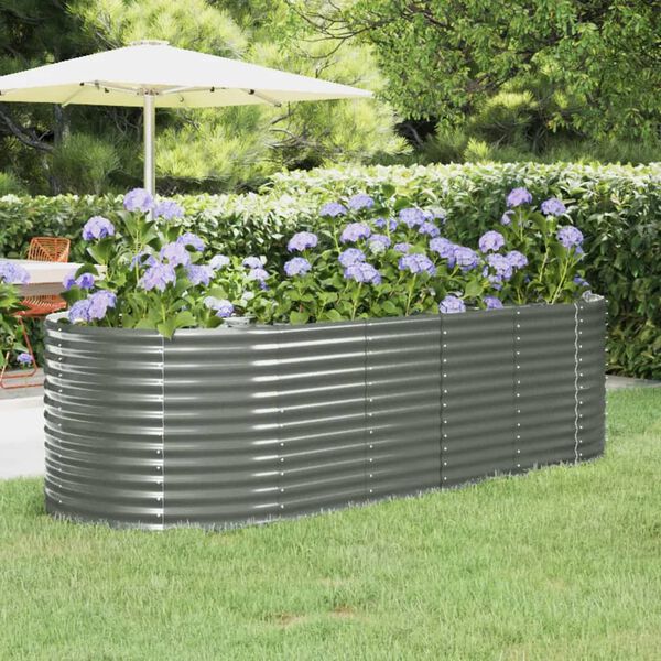 vidaXL Garden Raised Bed Galvanised Steel 249x100x68 cm Grey