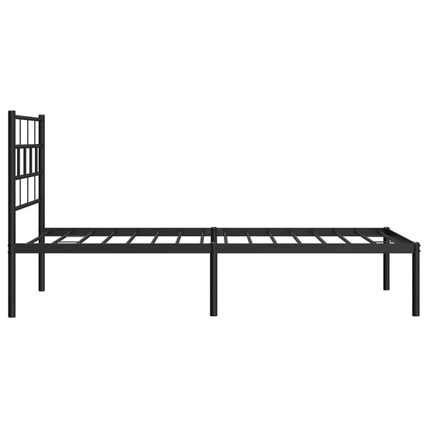 vidaXL Metal Bed Frame without Mattress with Headboard Black 100x190cm