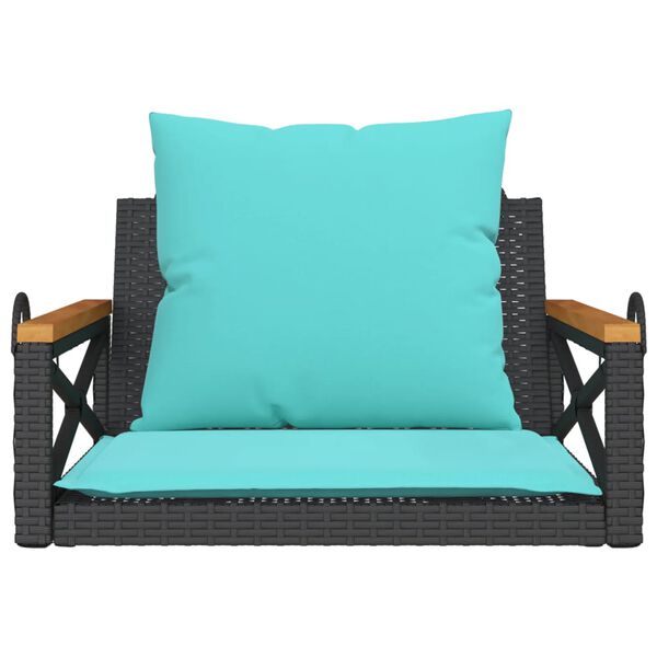 vidaXL Swing Bench with Cushions Black 63x62x40 cm Poly Rattan