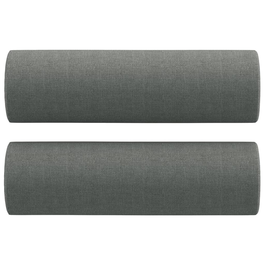 vidaXL Throw Pillows 2 pcs Dark Grey Ø15x50 cm Fabric