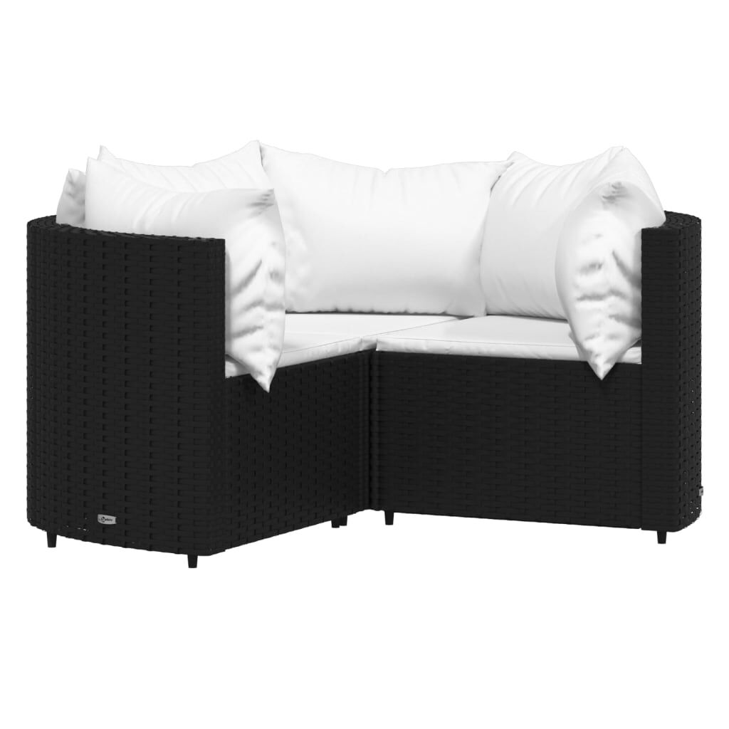 vidaXL 4 Piece Garden Lounge Set with Cushions Black Poly Rattan