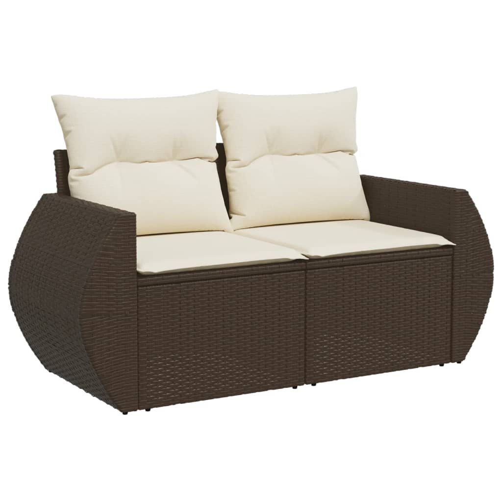 vidaXL 6 Piece Garden Sofa Set with Cushions Brown Poly Rattan