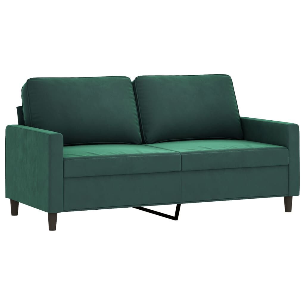 vidaXL 2 Piece Sofa Set with Cushions Dark Green Velvet