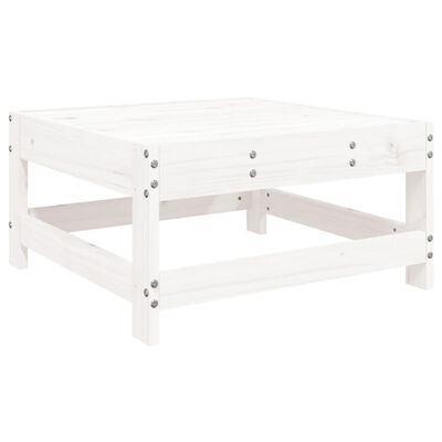 vidaXL Garden Footstool with Cushion White Solid Wood Pine