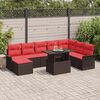 vidaXL Garden Sofa Set with Cushion 9 pcs Brown Poly rattan