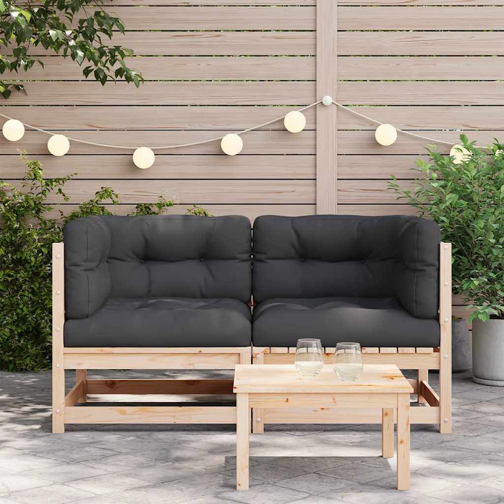 vidaXL Garden Sofas Corner with Cushions 2 pcs Solid Wood Pine
