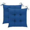 vidaXL Garden Chairs 2 pcs with Blue Cushions Solid Teak Wood