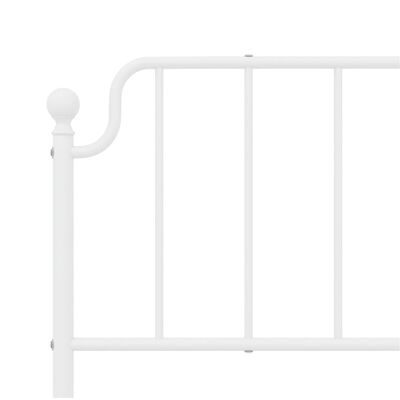 vidaXL Metal Bed Frame without Mattress with Headboard White 193x203 cm