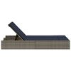 vidaXL Double Sun Lounger with Cushions Grey Poly Rattan