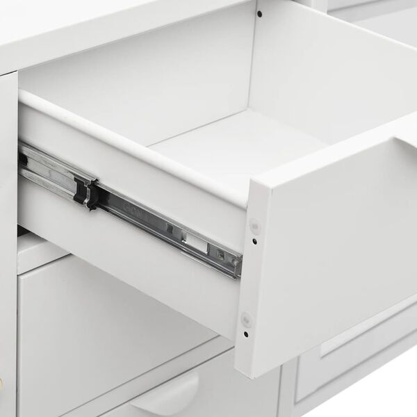 vidaXL Sideboard White 105x35x70 cm Steel and Tempered Glass