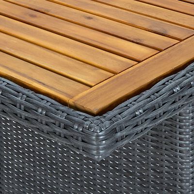 vidaXL Garden Table Dark Grey Poly Rattan and Solid Acacia Wood