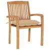 vidaXL Stacking Garden Chairs with Cushions 4 pcs Solid Teak Wood