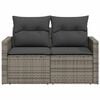 vidaXL Garden Sofa with Cushions 2-Seater Grey Poly Rattan