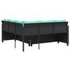 vidaXL Garden Sofa with Table and Cushions L-Shaped Black Poly Rattan