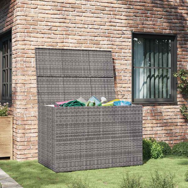 vidaXL Garden Storage Box Grey 150x100x100 cm Poly Rattan