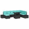 vidaXL Garden Sofa Set with Cushion 9 pcs Black Poly rattan