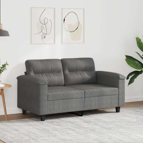 vidaXL 2-Seater Sofa Dark Grey 120 cm Microfibre Fabric