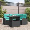 vidaXL Garden Sofa Set with Cushion 5 pcs Black Poly rattan