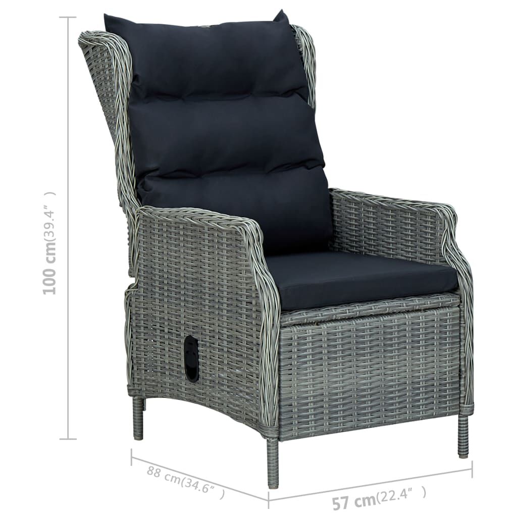 vidaXL 3 Piece Garden Dining Set Light Grey