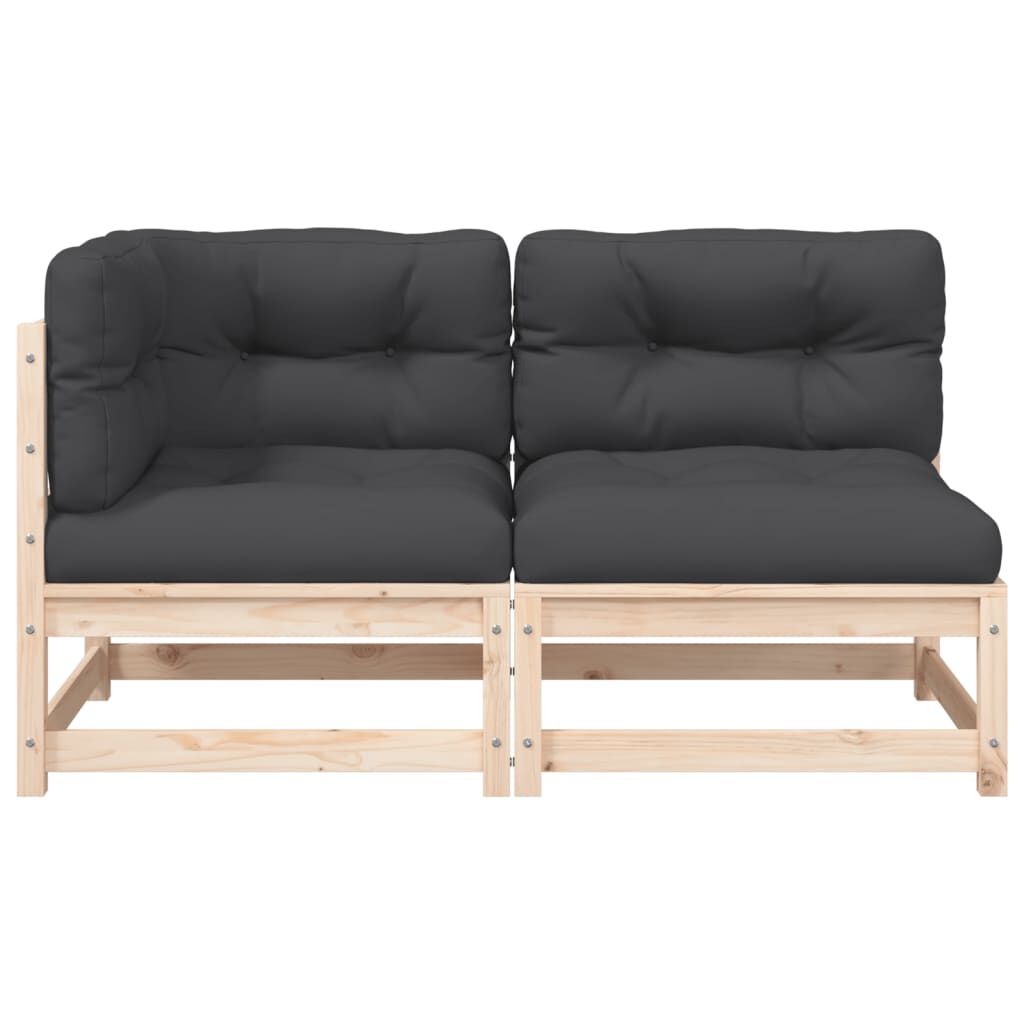 vidaXL Garden Sofa with Cushions 2-Seater Solid Wood Pine