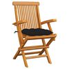 vidaXL Garden Chairs with Black Cushions 3 pcs Solid Teak Wood
